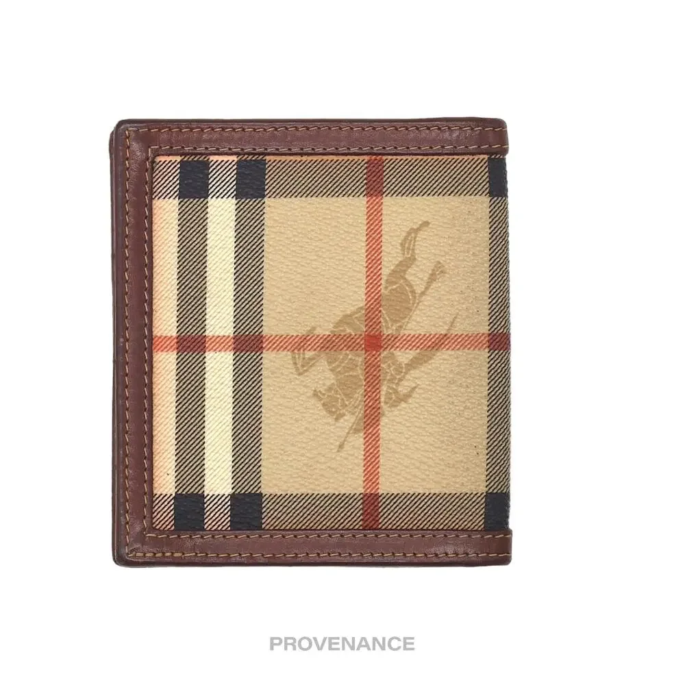 🔴 Burberry ID Bifold Wallet - Nova Haymarket Check Brown